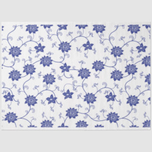 Papel De Seda Separação de Fluxo Azul da Flor de Chinoiserie Azu
