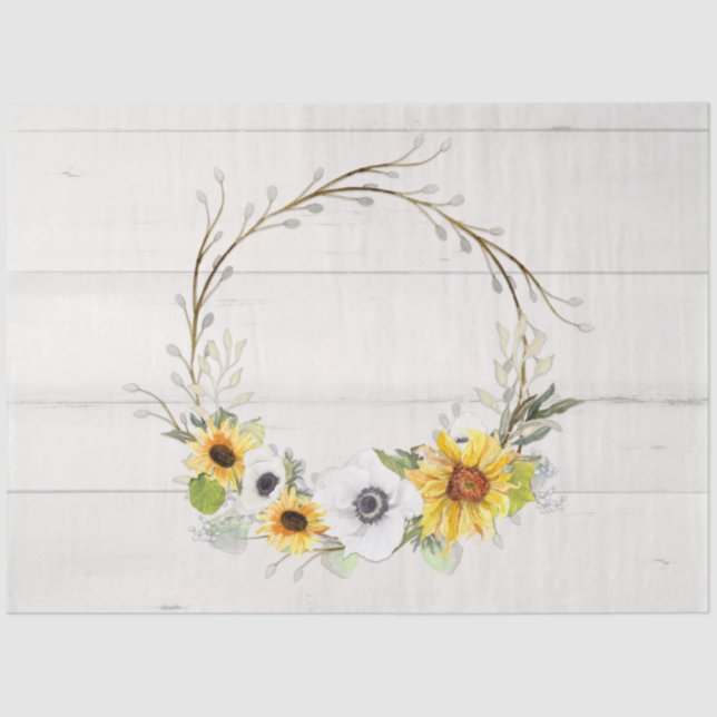Papel De Seda Separação de Folhagem de Flor de Sunflower Wreath  (Frente )