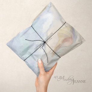 Papel De Seda Separação de Onda Azul Pastel de Areia de Seashell