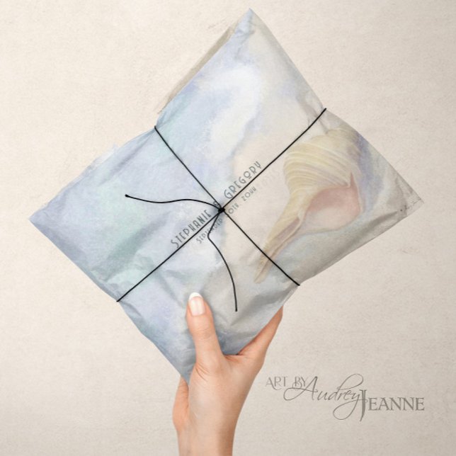 Papel De Seda Separação de Onda Azul Pastel de Areia de Seashell (Criador carregado)