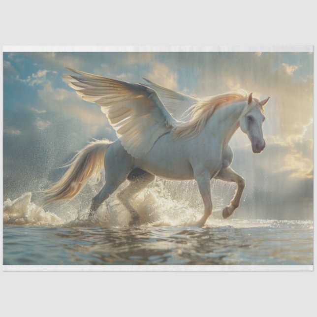 Papel De Seda Separação de Pegasus Horso Branco (Frente )