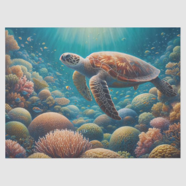 Papel De Seda Separação de Tartarugas do Mar e Coral (Frente )