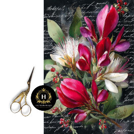 Papel De Seda Separação do Buquê Botânico Vermelho e Branco