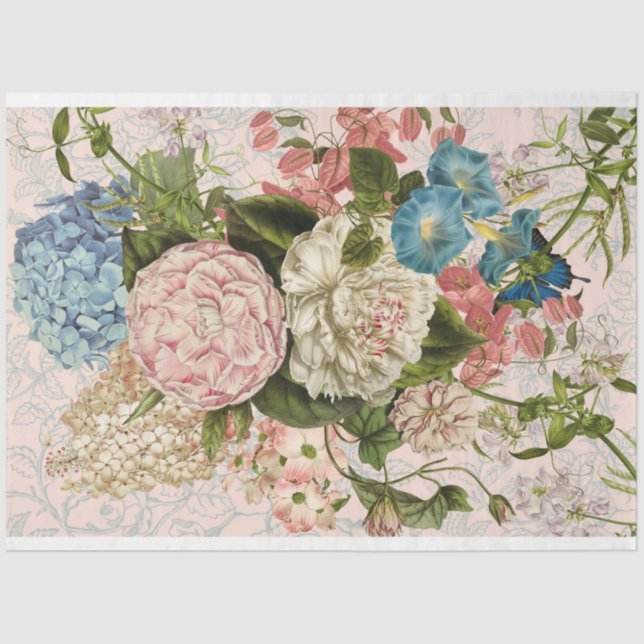 Papel De Seda Separação do buquê rosa-floral (Frente )