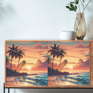 Papel De Seda Separação do Sunset de Praia Tropical