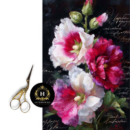 Papel De Seda Separação Floral de Hollyhock Vermelho e Branco