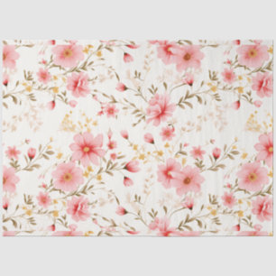 Papel De Seda Separação floral de pedras de Aquarela rosa