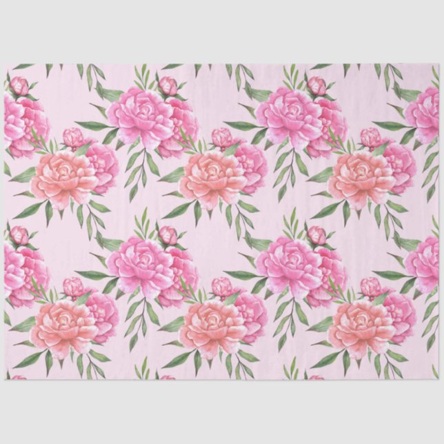 Papel De Seda Separação floral de pedras rosa (Frente )