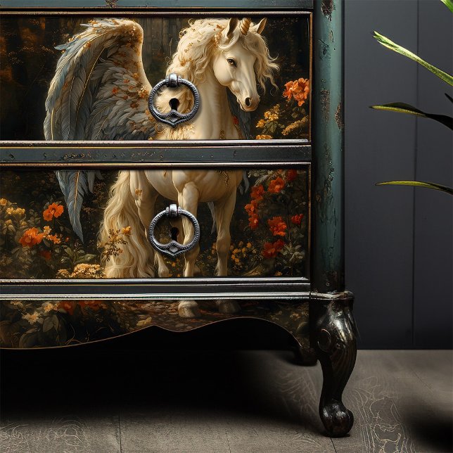 Papel De Seda Separação Floral do Unicorn Pegasus Woodland (Criador carregado)