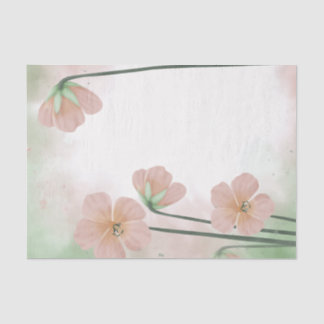 Papel De Seda Separação Floral Flor Cor-de-Água Pêssego Rosa