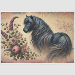 Papel De Seda Separação Floral Shetland Pony
