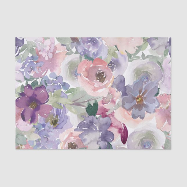 Papel De Seda Separação Peach e Purple Watercolor (Frente )