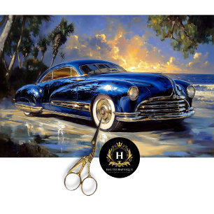 Papel De Seda Separação Tropical Costeira do Carro vintage Azul