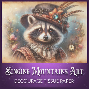 Papel De Seda Separação Varky Antique Vintage Steampunk Raccoon