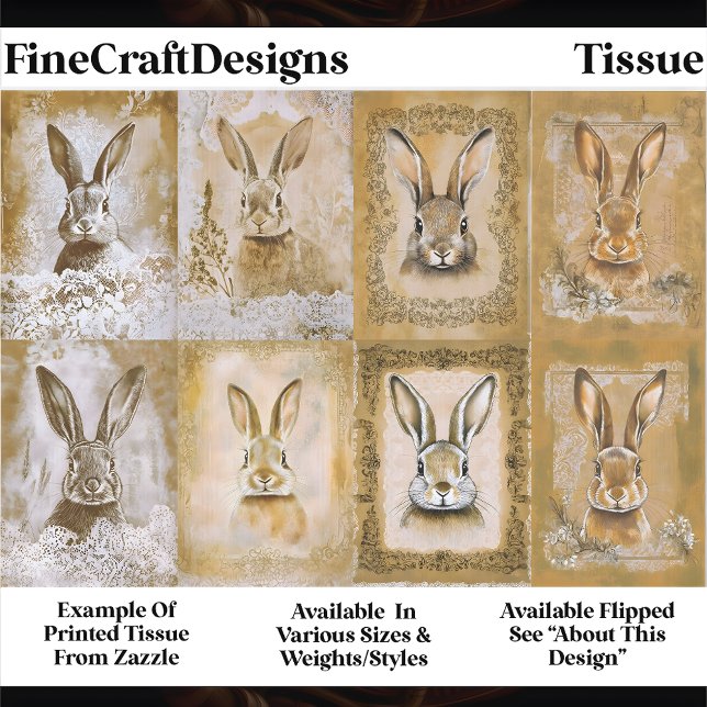 Papel De Seda Sepia Bunny Artwork, Easter Crafts EV3L Decoupage (Criador carregado)