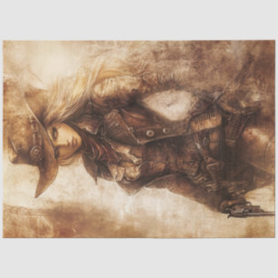 Papel De Seda Sepia Cowgirl Gunslinger, Suspenso