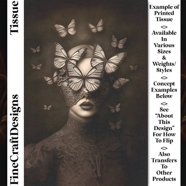 Papel De Seda Sépia Lace & Butterflies Ocultação CR7 (Criador carregado)