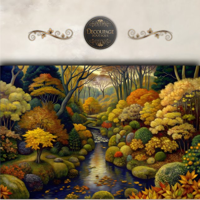 Papel De Seda Sequência de Sequência do Jardim Florestal ouro (Golden Woodland Garden Stream Decoupage Tissue Paper)