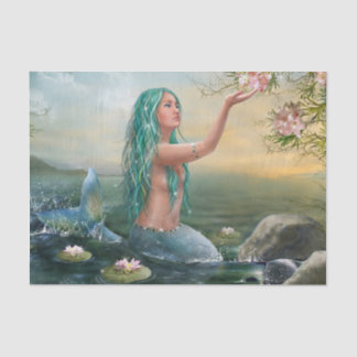Papel De Seda sereia de cabelo verde