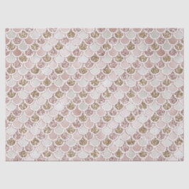 Papel De Seda Sereia Dourada com Brilho Cor-de-rosa-claro