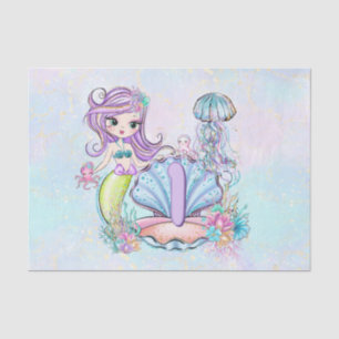 Papel De Seda Sereia Primeiro Aniversário   Whimsic Sea Life Par