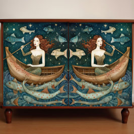 Papel De Seda Sereia Primitiva Com Desanexação De Pintura De Pei