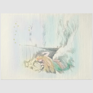 Papel De Seda Sereia Vintage entrando na janela de um navio