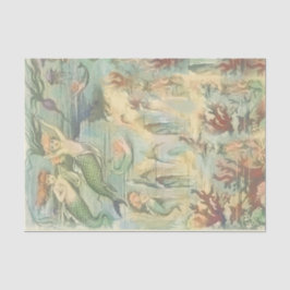 Papel De Seda Sereias venenosas com coral e água-viva náutica