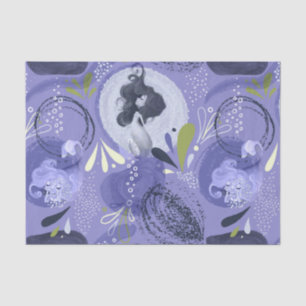 Papel De Seda Sereias Whimsids Abstrato Roxo Fundo