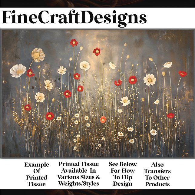 Papel De Seda Serene Meadow Flowers À Noite Na Decoupage S4 (Criador carregado)