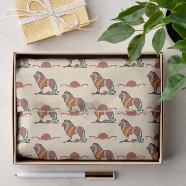 Papel De Seda Serene Savanna Kind Lion Abstract Pattern (Presente)