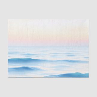 Papel De Seda Serene Watercolor Ocean com ondas suaves