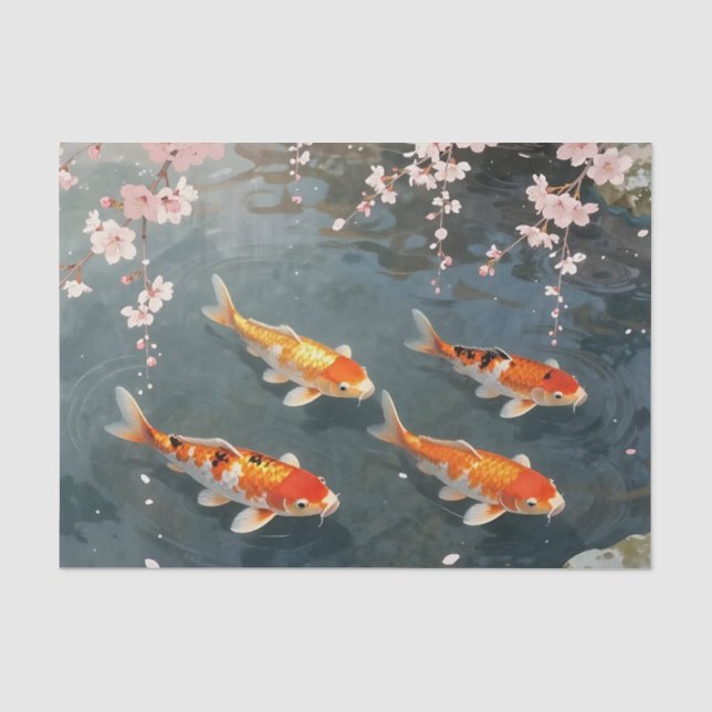 Papel De Seda Serenidade de Cerejeira em Lago de Koi (Frente )