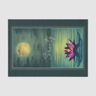 Papel De Seda Serenidade - Linda Flor de Lotus e Lua Cheia