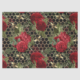 Papel De Seda Série Abelha Rosa Vermelha Design 46