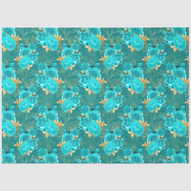 Papel De Seda Série Aqua e Dourado Design 15 (Frente )