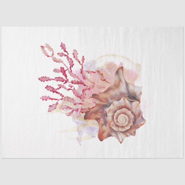 Papel De Seda Série Aquarela Subaquática Design 2 (Frente )
