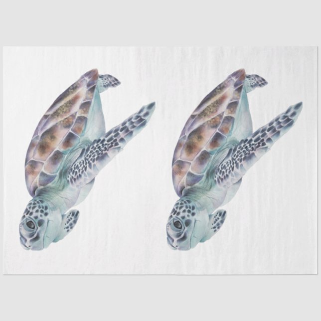Papel De Seda Série Aquarela Subaquática Design 22 (Frente )