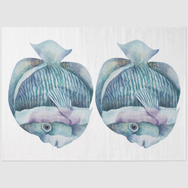 Papel De Seda Série Aquarela Subaquática Design 28 (Frente )