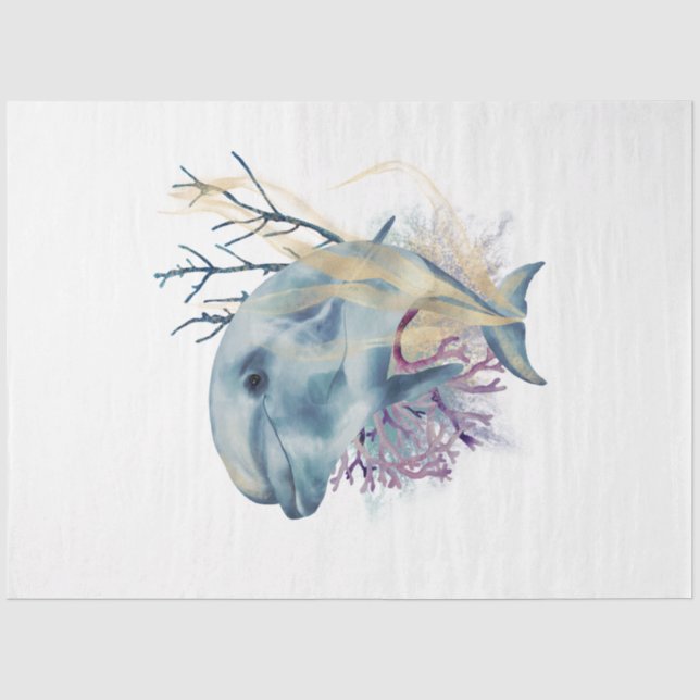 Papel De Seda Série Aquarela Subaquática Design 3 (Frente )