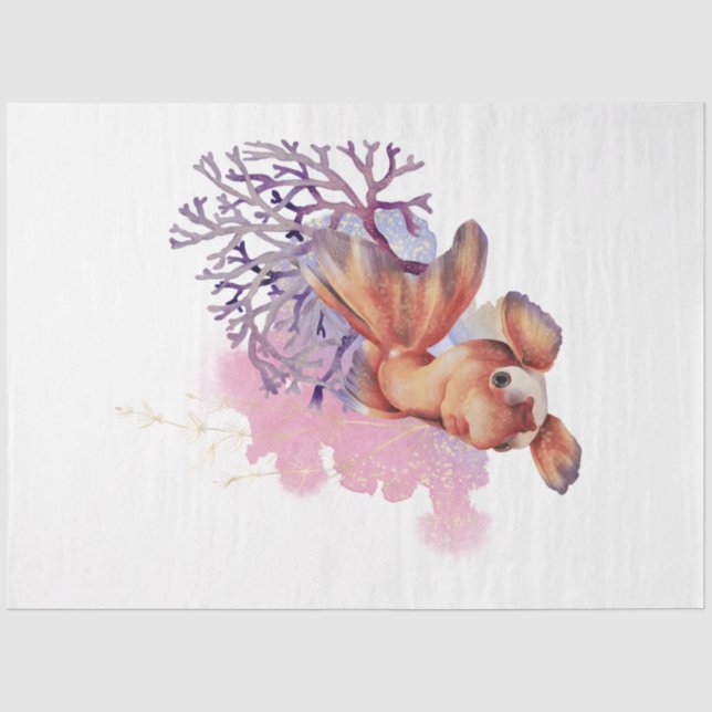 Papel De Seda Série Aquarela Subaquática Design 4 (Frente )