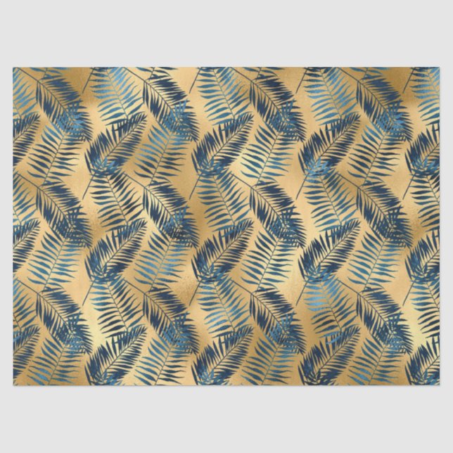 Papel De Seda Série Blue and Gold Leopard Design 11 (Frente )