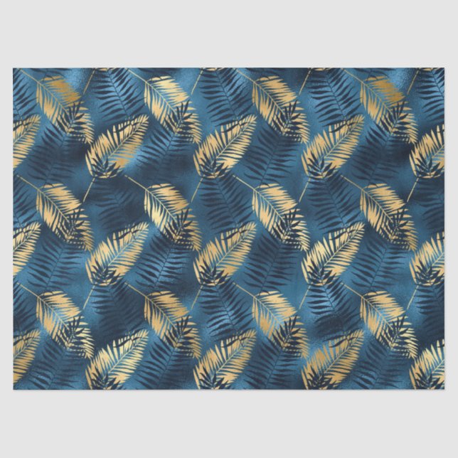 Papel De Seda Série Blue and Gold Leopard Design 14 (Frente )