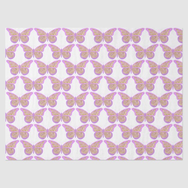 Papel De Seda Série Borboletas Glitter Design 7 (Frente )
