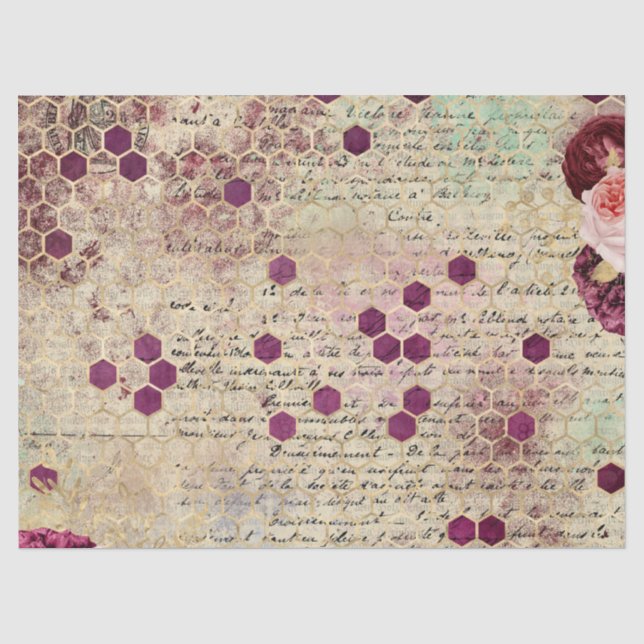 Papel De Seda Série Burgundy Bee Design Oito (Frente )