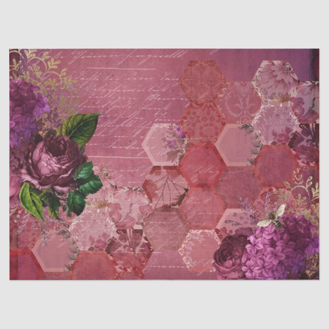 Papel De Seda Série Burgundy Bee Design Quinze (Frente )