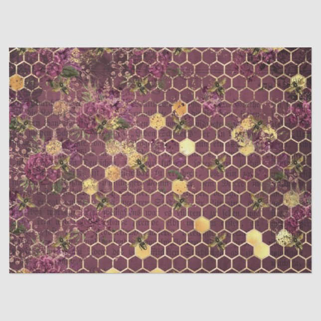 Papel De Seda Série Burgundy Bee Design Um (Frente )