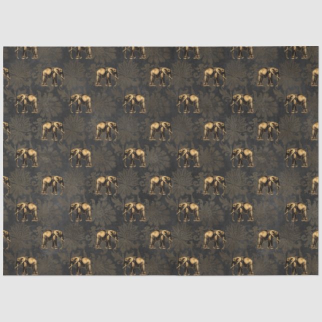 Papel De Seda Série Circense Preto e Dourado Design 2 (Frente )
