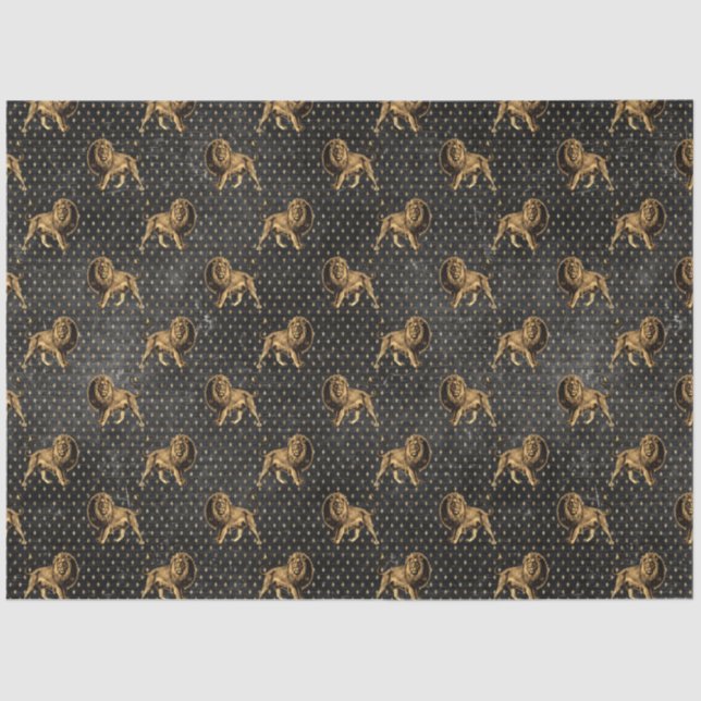 Papel De Seda Série Circus preto e Dourado Design 4 (Frente )