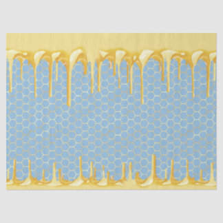 Papel De Seda Série de Abelhas Azul e Dourado Design #14